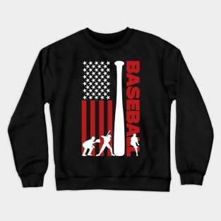 USA Flag Baseball Player Silhouette Crewneck Sweatshirt